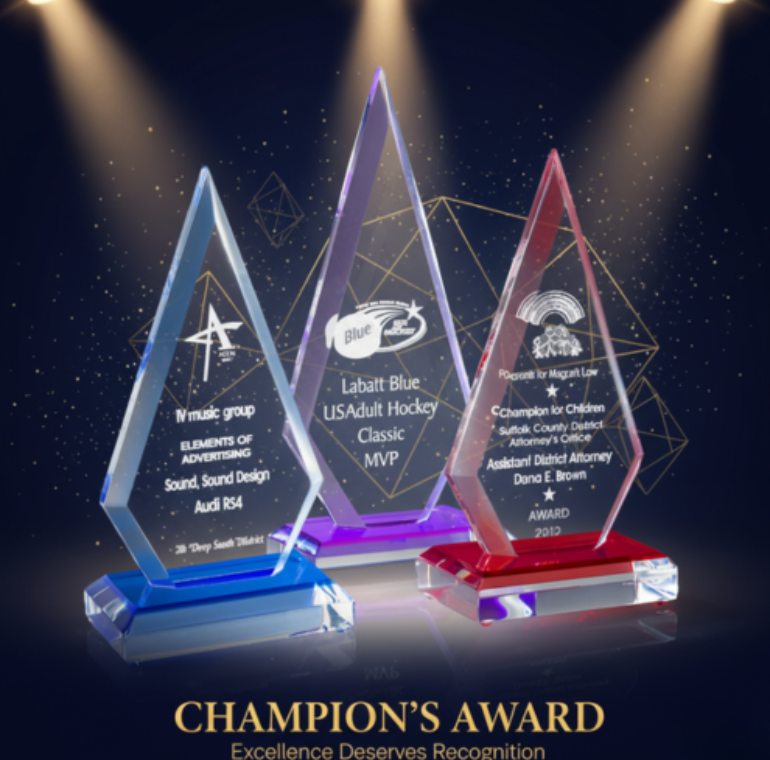 Untitled design (1) The Apex - Custom Engraved Acrylic Diamond Award - Image 1